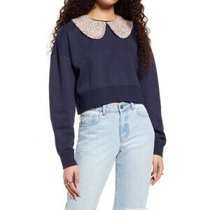 BP BNWOT women peter pan collar sweatershirt sz 2X plus navy blue